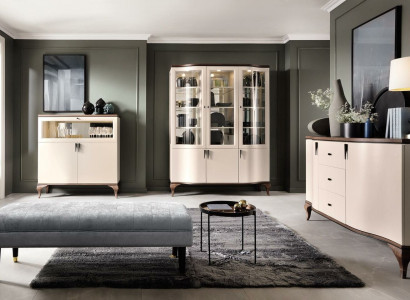 Wohnzimmer Möbel Set - Kommode Barschrank Vitrine 3tlg. Set Desing